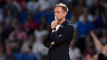 Brighton (United Kingdom), 11/07/2022.- Norway's head coach Martin Sjogren reacts during the Group A match of the UEFA Women's EURO 2022 between England and Norway in Brighton, Britain, 11 July 2022. (Noruega, Reino Unido) EFE/EPA/VINCENT MIGNOTT
