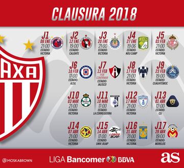 Checa el calendario de los 18 equipos de la Liga MX