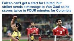 Daily Mail: "Falcao envía mensaje a Louis van Gaal con 2 goles"