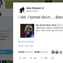 Shearer a Lukaku: "Yo sí rechacé al club más grande... ¡al Barça!"