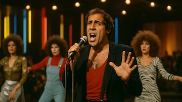 Adriano Celentano singing - artist's impression