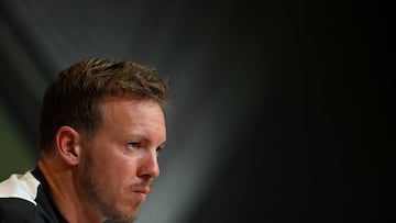 Bayern Munich's German head coach Julian Nagelsmann attends a press conference in Munich, southern Germany, on September 12, 2022, on the eve of the UEFA Champions League Group C football match Bayern Munich vs FC Barcelona. (Photo by Christof STACHE / AFP)