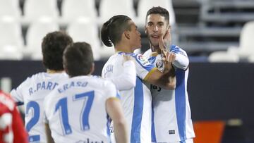 Sabin Merino, del Leganés, celebra uno de sus goles.