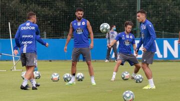 Nolaskoain, en el entrenamiento del Deportivo del pasado viernes.