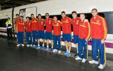 La Selección antes de subir al AVE.