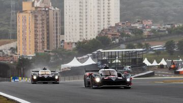 07 CONWAY Mike (gbr), KOBAYASHI Kamui (jpn), DE VRIES Nyck (nld), Toyota Gazoo Racing, Toyota GR010 - Hybrid #07, Hypercar, action, 08 BUEMI Sébastien (swi), HARTLEY Brendon (nzl), HIRAKAWA Ryo (jpn), Toyota Gazoo Racing, Toyota GR010 - Hybrid #08, Hypercar, action during the 2024 Rolex 6 Hours of Sao Paulo, 5th round of the 2024 FIA World Endurance Championship, from July 12 to 14, 2024 on the Autódromo José Carlos Pace in Interlagos, Brazil - Photo Javier Jimenez / DPPI