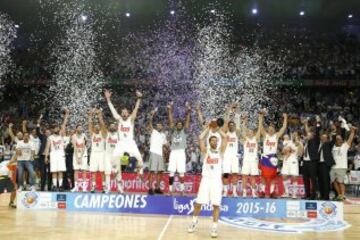 Real Madrid celebrate their Liga ACB win