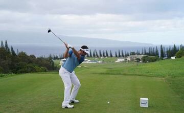 Jon Rahm of Spain plays his shot from the 18th tee during the first round of the Sentry Tournament of Champions at Plantation Course at Kapalua Golf Club on January 4, 2018 in Lahaina, Hawaii.
