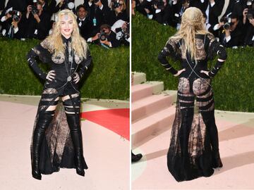 La icono estadounidense vistió un atrevido diseño de Givenchy que dejaba al aire ciertas partes de la cantante que retaba el código de vestimenta del evento. El tema de la gala 'Manus x Machina: La moda en la era de la tecnología'.