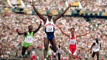 Carl Lewis y compa?¨ªa rompieron el r¨¦cord del mundo de 4x100