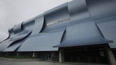 Fachada del Estadio de Balaídos antes del inicio del encuentro entre el Celta de Vigo y el Atlético de Madrid. 
