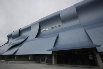 Fachada del Estadio de Balaídos antes del inicio del encuentro entre el Celta de Vigo y el Atlético de Madrid. 
