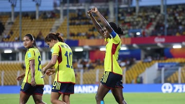 GOA, INDIA - OCTOBER 18: Linda Caicedo of Colombia is celebrates scoring her teams second goal during the FIFA U-17 Women's World Cup 2022 Group C match between Colombia and Mexico at Pandit Jawaharlal Nehru Stadium on October 18, 2022 in Goa, India. (Photo by Matthew Lewis - FIFA/FIFA via Getty Images)