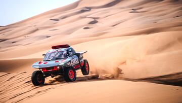 Carlos Sainz (ESP) and Lucas Cruz (ESP) of Team Audi Sport race during stage 02 of Rally Dakar 2024 from Al Henakiyah to Al Duwadimi, Saudi Arabia on January 07, 2024 // Marcelo Maragni / Red Bull Content Pool // SI202401070072 // Usage for editorial use only // 