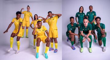 Las Banyana Banyana están vestidas por la marca francesa Le Coq Sportif, que recuerda a épocas pasadas del fútbol. En su camiseta titular manda el amarillo y en la suplente, el verde.