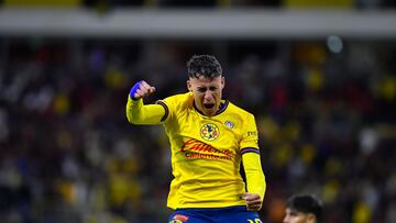 Cristian Calderon celebrates his goal 0-2 of America during the 12th round match between Atlas and America as part of the Liga BBVA MX, Torneo Clausura 2025 at Jalisco Stadium, on March 15, 2025 in Guadalajara, Jalisco, Mexico.