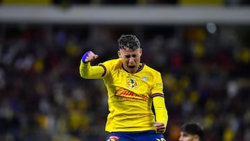 Cristian Calderon celebrates his goal 0-2 of America during the 12th round match between Atlas and America as part of the Liga BBVA MX, Torneo Clausura 2025 at Jalisco Stadium, on March 15, 2025 in Guadalajara, Jalisco, Mexico.