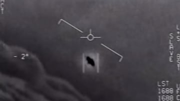 FILES) this file video grab image obtained April 26, 2020 courtesy of the US Department of Defense shows part of an unclassified video taken by Navy pilots that have circulated for years showing interactions with &quot;unidentified aerial phenomena&quot;.