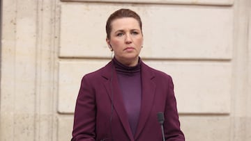 Denmark's Prime Minister Mette Frederiksen speaks to the media as she meets with French President Emmanuel Macron and Greenland's Prime Minister Jens-Frederik Nielsen at the Elysee Palace in Paris, France, January 28, 2026. Thomas Padilla/Pool via REUTERS
