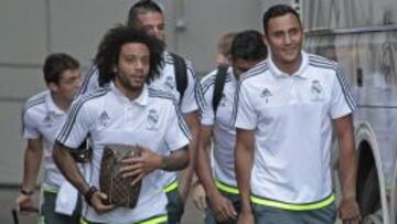 Marcelo y Keylor siguen ejercit&aacute;ndose en el gimnasio.
 