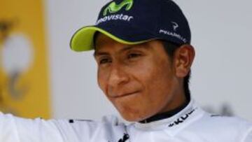 Nairo Quintana con el maillot blanco de mejor joven del Tour.