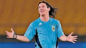 Messi, durante el entrenamiento