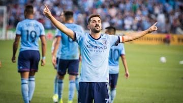 David Villa, celebrando un gol la temporada pasada.