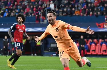 Saúl Ñíguez celebrando su gol, el primero para el  Atlético de Madrid. 