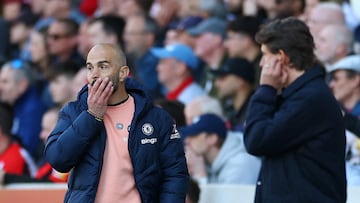 Soccer Football - Premier League - Brentford v Chelsea - GTech Community Stadium, London, Britain - April 6, 2025 Chelsea manager Enzo Maresca Action Images via Reuters/Matthew Childs EDITORIAL USE ONLY. NO USE WITH UNAUTHORIZED AUDIO, VIDEO, DATA, FIXTURE LISTS, CLUB/LEAGUE LOGOS OR 'LIVE' SERVICES. ONLINE IN-MATCH USE LIMITED TO 120 IMAGES, NO VIDEO EMULATION. NO USE IN BETTING, GAMES OR SINGLE CLUB/LEAGUE/PLAYER PUBLICATIONS. PLEASE CONTACT YOUR ACCOUNT REPRESENTATIVE FOR FURTHER DETAILS..