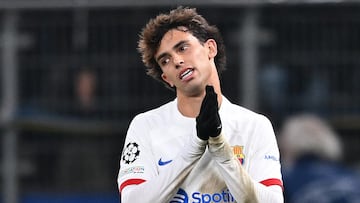 Hamburg (Germany), 07/11/2023.- Barcelona's Joao Felix reacts during the UEFA Champions League Group H soccer match between Shakhtar Donetsk and FC Barcelona in Hamburg, Germany, 07 November 2023. (Liga de Campeones, Alemania, Hamburgo) EFE/EPA/FILIP SINGER
