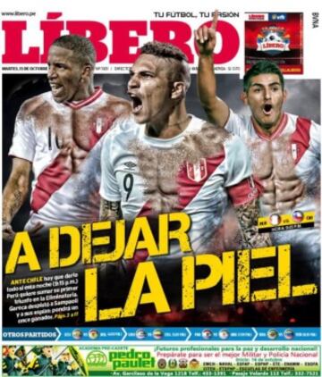 Libero pública así su portada en la antesala del Perú - Chile