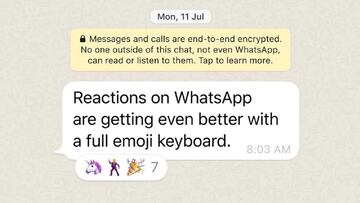 WhatsApp te dejará reaccionar con el emoji que tú quieras