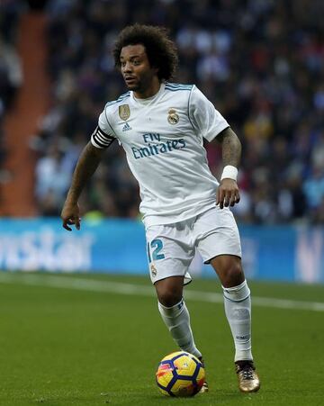 Marcelo in the famous shirt of Real Madrid in front of his adoring fans at the Estadio Santiago Bernabeu.