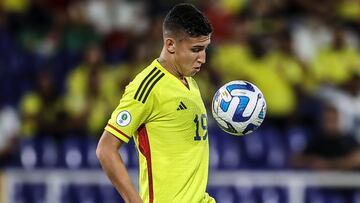 Miguel Monsalve durante un partido de la Selección Colombia en el Sudamericano Sub 20.