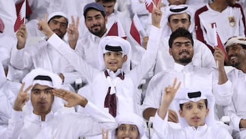 Qatar fans inside the Jassim Bin Hamad Stadium during a World Cup qualifier against India.