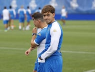 Diego Gómez durante un entrenamiento del Deportivo.
