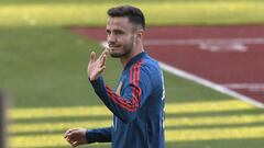 Sa&uacute;l, jugador del Atl&eacute;tico, en un entrenamiento de la Selecci&oacute;n.