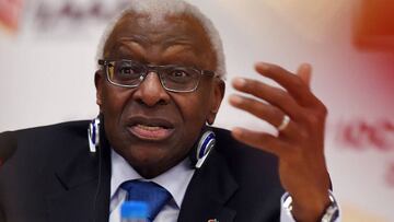 Lamine Diack speaking ahead of the 2015 IAAF World Championships.  