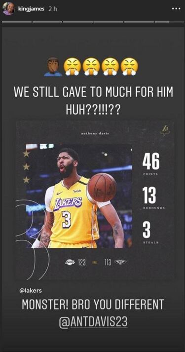 LeBron, tras los 46 de Davis: "¡¿Aún dimos mucho por él?!"