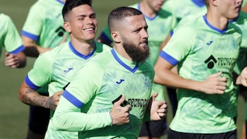 David Timor, jugador del Getafe CF, durante una sesión de entrenamiento.