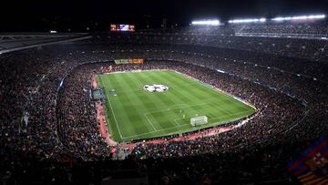 El Camp Nou durante un partido de Champions.