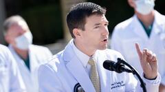 Sean Conley, Physician to US President Donald Trump, gives an update on the President&#039;s health as he is treated for a COVID-19 infection at Walter Reed Medical Center October 4, 2020