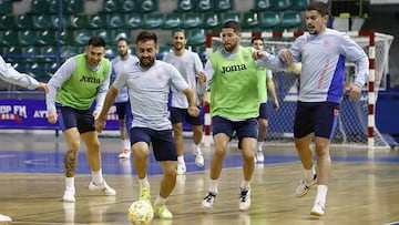 Entrenamiento de la Selección Española de fútbol sala.