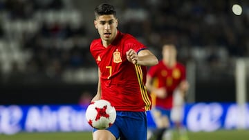 El jugador del Real Madrid, Marco Asensio, con Espa&ntilde;a Sub-21.