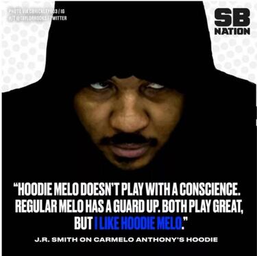 Hoodie Melo: el alter ego de Carmelo ilusiona a la NBA