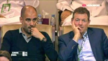 Guardiola, en el palco de Doha.