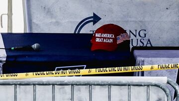A Make America Great Again hat sits at a table inside a tent cordoned off after U.S. right-wing activist, commentator, Charlie Kirk, an ally of U.S. President Donald Trump, was fatally shot during an event at Utah Valley University, in Orem, Utah, U.S. September 10, 2025. REUTERS/Jim Urquhart