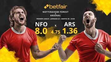 Nottingham Forest FC vs. Arsenal FC: horario, TV, estadísticas, clasificación y pronósticos