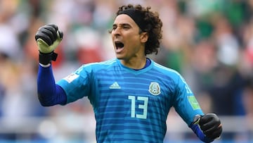 ROSTOV-ON-DON, RUSSIA - JUNE 23: Guillermo Ochoa of Mexico celebrates his team's first goal during the 2018 FIFA World Cup Russia group F match between Korea Republic and Mexico at Rostov Arena on June 23, 2018 in Rostov-on-Don, Russia. (Photo by Hector Vivas/Getty Images)