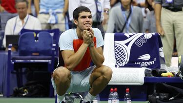 Carlos Alcaraz saborea su clasificación para su primera final de Grand Slam en el US Open 2022.
